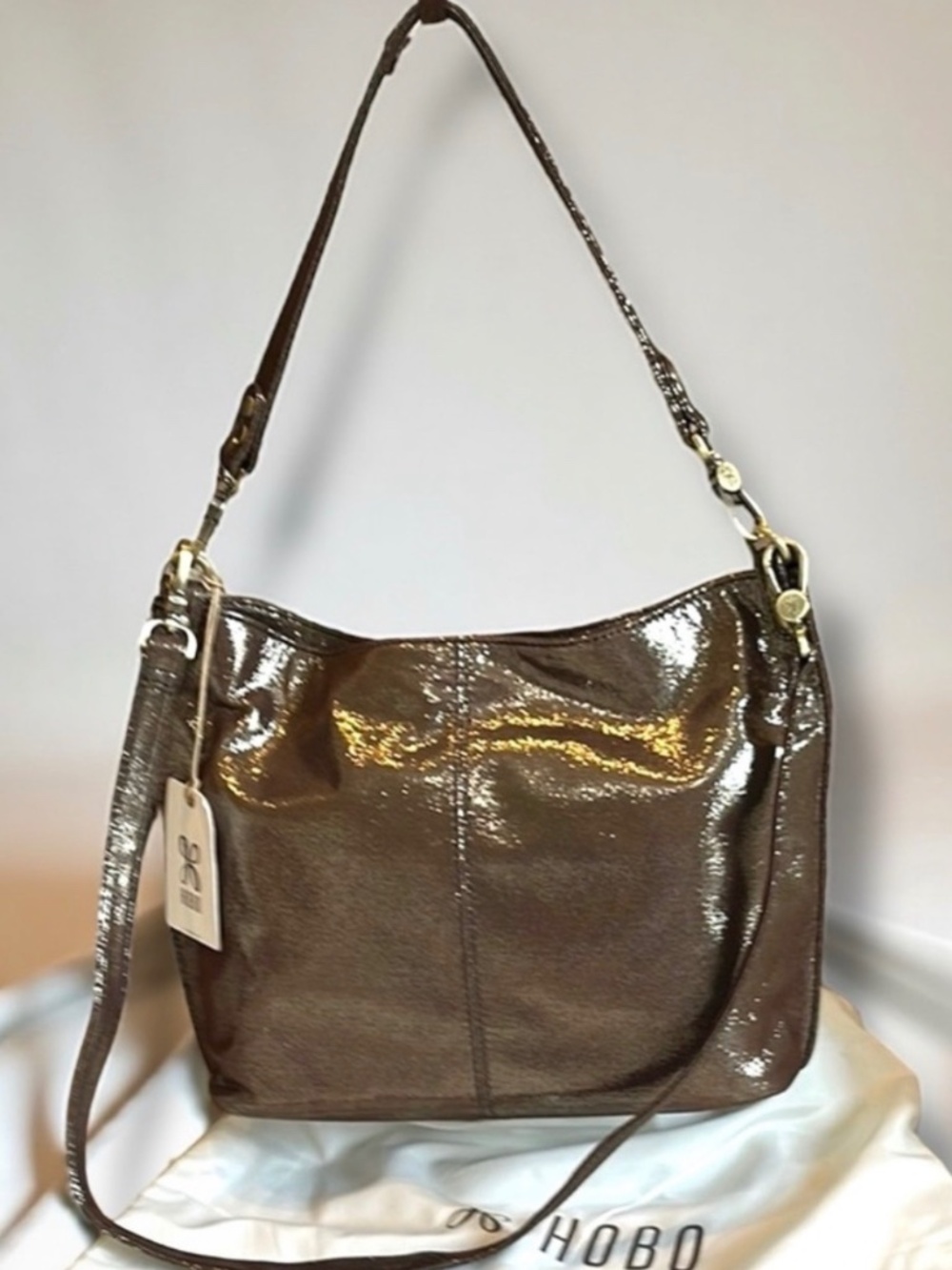 Hobo Pier Bronze Leather Hobo Style Crossbody Shoulder Bag "Coffee Galaxy" - NWT